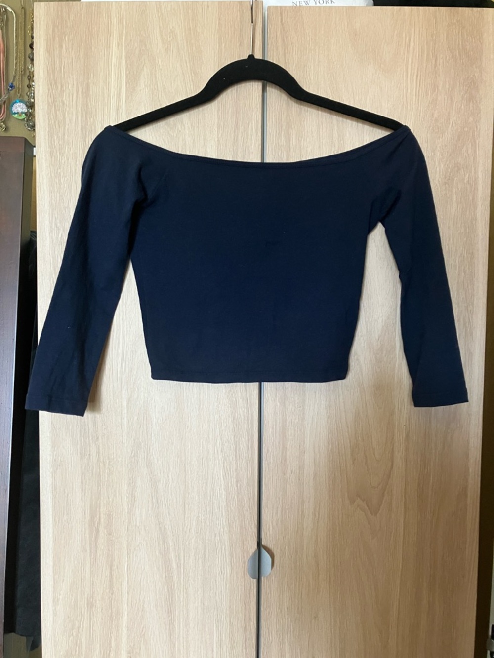 Hollister Navy Boat Neck Crop Top
